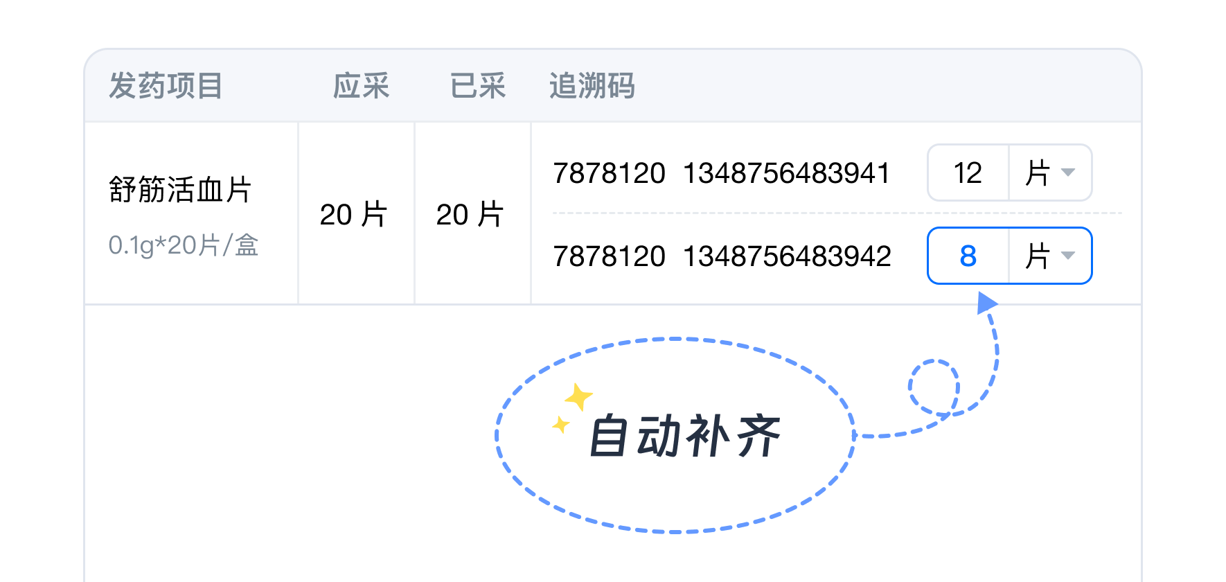拆零追溯码自动补齐